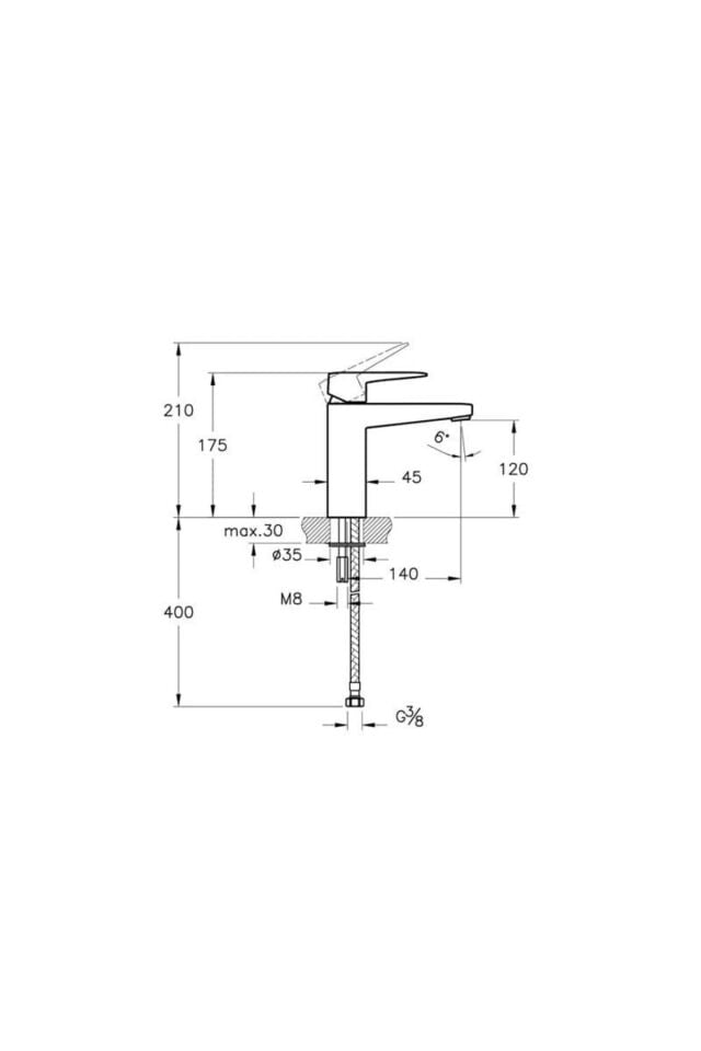 Root Square A42731 Yüksek Lavabo Bataryası, Krom