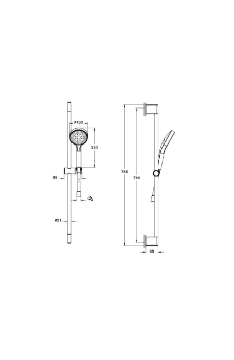 Base R Sürgülü El Dusu 1F,100mm,Krom
