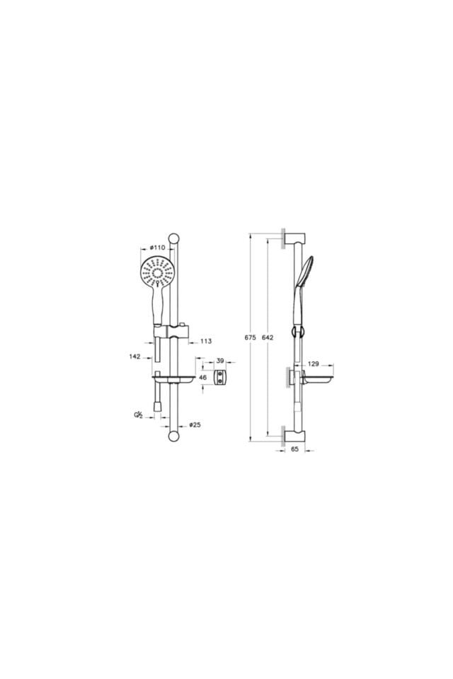 Slim Krom 3fonksiyonlu Sürgülü El Duşu Takımı A45678sta