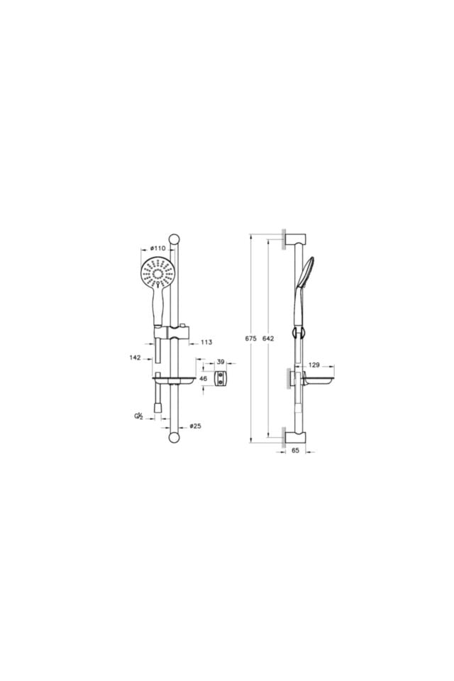 Slim Krom 3fonksiyonlu Sürgülü El Duşu Takımı A45678sta