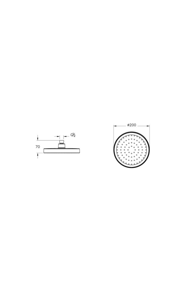 Base Round Duş Başlığı 1F (200 Mm) Krom