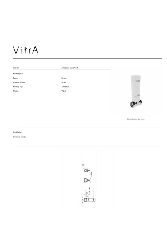 ARTEMA Ankastre Stop Valf Sıva Altı Grubu A41441
