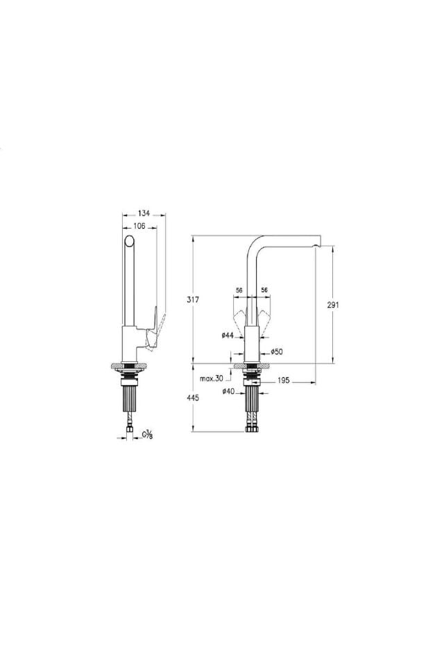 ARTEMA FLOW SG L TİPİ EVİYE  BATARYASI KROM