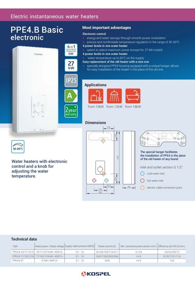 ELEKTRİKLİ ANİ SU ISITICISI ASI-PPE4 B TRİFAZE